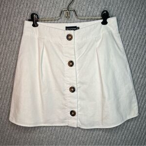 PrettyLittleThing Mini‎ Skirt Buttons Linen Blend Womens Size 6
